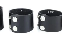 Funk Plus Plain Black Leather Wristband (Various Sizes)