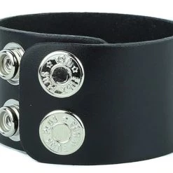 Funk Plus Plain Black Leather Wristband (Various Sizes)
