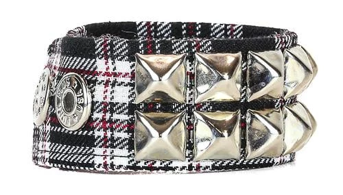 Funk Plus 2 Row Plaid Pyramid Stud Wristband (Various Colors) 5 Funk Plus 2 Row Plaid Pyramid Stud Wristband (Various Colors)