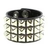 Funk Plus 3 Row Shiny Black Patent Leather Pyramid Stud Wristband
