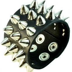 Funk Plus Three Row Tall British Cone Cone Stud Wristband Accessories