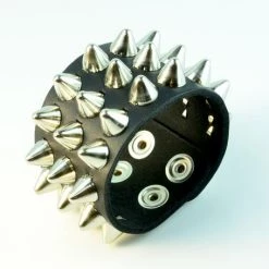 Funk Plus Three Row Tall British Cone Cone Stud Wristband Accessories