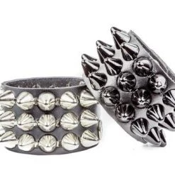 Funk Plus Three Row Tall British Cone Cone Stud Wristband Accessories