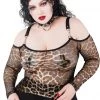 KillStar Gals Catitude Leopard Fishnet Top