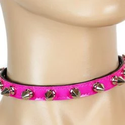Funk Plus Accessories Hot Pink Spike Patent Leather Choker