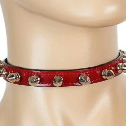 Funk Plus Red Spike Patent Leather Choker