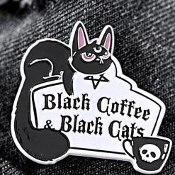 KillStar Patches Coffee & Black Cats Pin