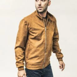 DeadRockers Guys Camel Vegan Faux Suede Mens Jacket (Limited)