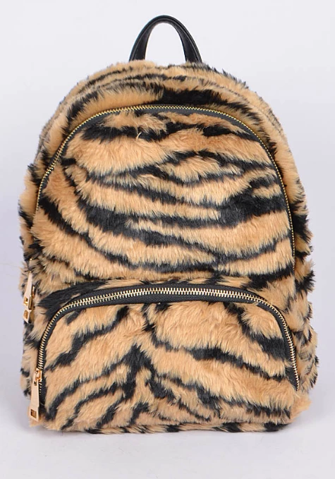 DeadRockers Gals Fuzzy Tiger Print Mini Back Pack 6 DeadRockers Gals Fuzzy Tiger Print Mini Back Pack