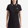 Fred Perry Twin Tipped Polo Dress Black / White Gals