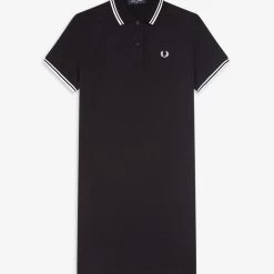 Fred Perry Twin Tipped Polo Dress Black / White Gals