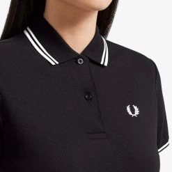 Fred Perry Twin Tipped Polo Dress Black / White Gals