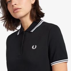 Fred Perry Twin Tipped Polo Dress Black / White Gals