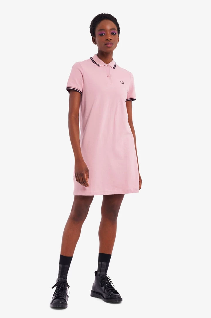 Fred Perry Twin Tipped Polo Dress Chalky Pink 3 Fred Perry Twin Tipped Polo Dress Chalky Pink