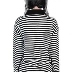 KillStar Guys Damon Collar Black & White Striped Shirt (Unisex)