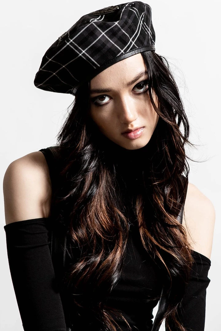 KillStar Dark Fate Beret Ash Gray Plaid 5 KillStar Dark Fate Beret Ash Gray Plaid