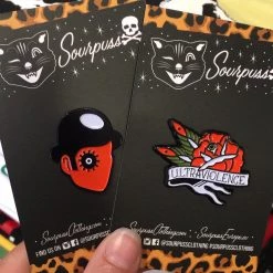 Sourpuss Clockwork Viddy Well Enamel Pin