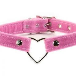 Funk Plus Baby Pink Velvet Heart Ring Choker Gals