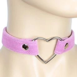 Funk Plus Baby Pink Velvet Heart Ring Choker Gals