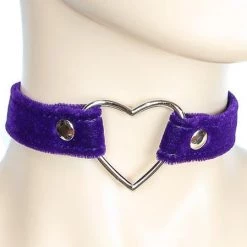 Funk Plus Gals Purple Velvet Heart Ring Choker