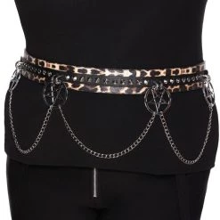 KillStar Gals Feline Fancy Leopard Print Chain Belt