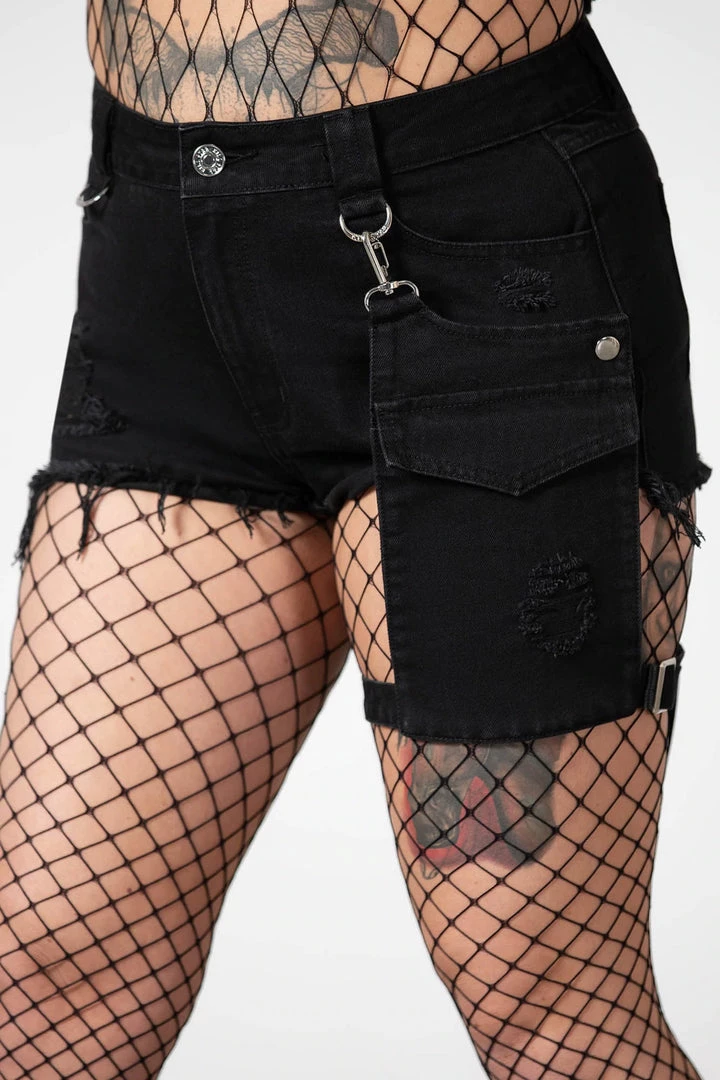 KillStar Gals Fury Road Denim Garter Shorts 3 KillStar Gals Fury Road Denim Garter Shorts