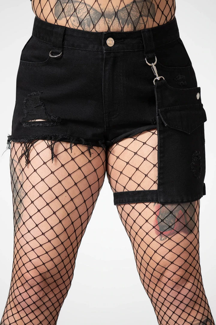 KillStar Gals Fury Road Denim Garter Shorts 6 KillStar Gals Fury Road Denim Garter Shorts