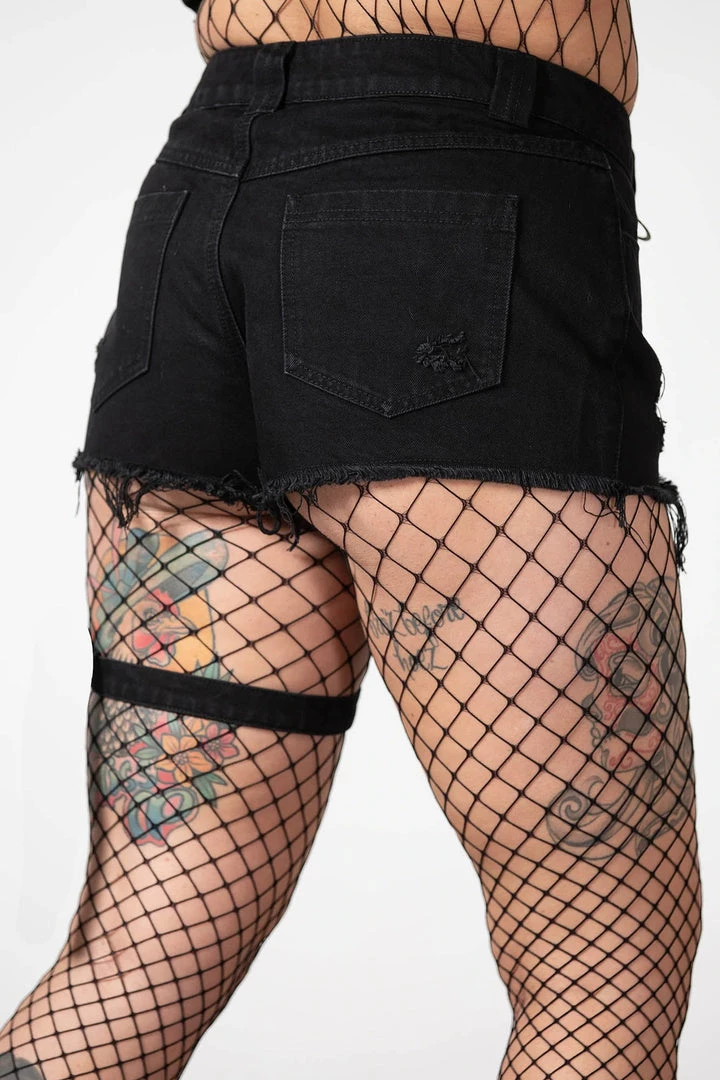 KillStar Gals Fury Road Denim Garter Shorts 7 KillStar Gals Fury Road Denim Garter Shorts