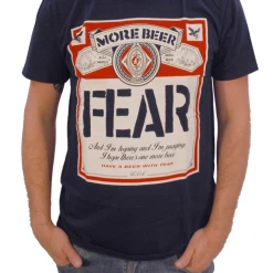 Band Merchandise Guys Fear More Beer Can Navy Shirt