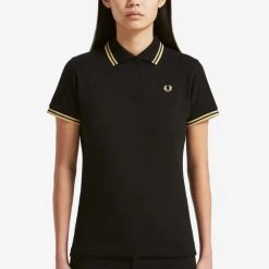 Fred Perry Polo Womens Black / Champagne Gals