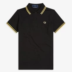 Fred Perry Polo Womens Black / Champagne Gals