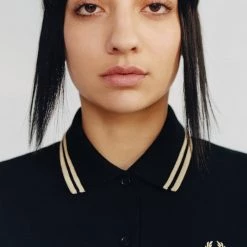 Fred Perry Polo Womens Black / Champagne Gals