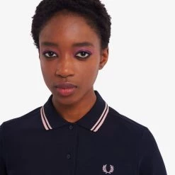 Fred Perry Polo Shirt Navy // Chalky Pink Gals