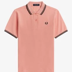 Fred Perry Polo Shirt Black / Pink Peach