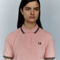 Fred Perry Polo Shirt Black / Pink Peach