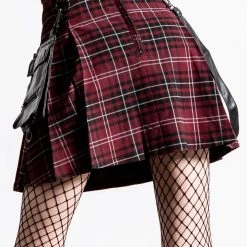 KillStar Gunner Pleated Skirt Blood Red Plaid Gals 9 KillStar Gunner Pleated Skirt Blood Red Plaid Gals