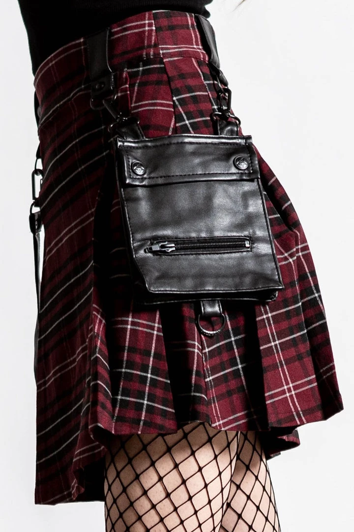 KillStar Gunner Pleated Skirt Blood Red Plaid Gals 5 KillStar Gunner Pleated Skirt Blood Red Plaid Gals