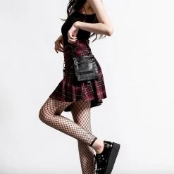 KillStar Gunner Pleated Skirt Blood Red Plaid Gals