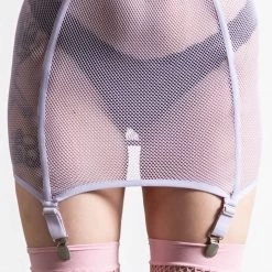 KillStar Heartbeats Fishnet Skirt Pastel Lilac Gals