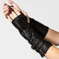 KillStar Accessories Heaven Knows Fingerless Buckle Gloves