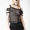 KillStar Gals Huntly Fishnet Bardot Top