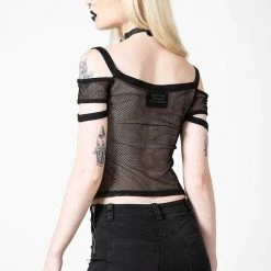KillStar Gals Huntly Fishnet Bardot Top
