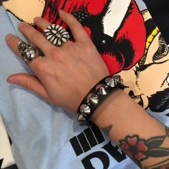 Ape Leather Accessories Single Row Cone Stud Wristband