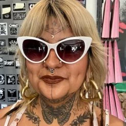 Other Gals Classic Cat Eye White Sunglasses