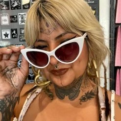 Other Gals Classic Cat Eye White Sunglasses