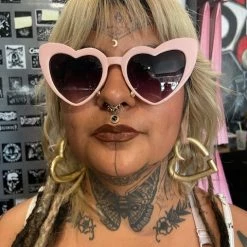Other Gals Baby Pink Heart Sunglasses