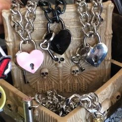 Funk Plus Gals Pink Heart Lock Chain Necklace 11 Funk Plus Gals Pink Heart Lock Chain Necklace