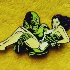 Rock Rebel Creature & Girl Glow In The Dark Enamel Pin Pins