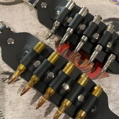 Funk Plus Accessories Brass Bullet Leather Wristband