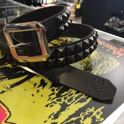 Ape Leather Black On Black Pyramid Stud 2 Row Belt